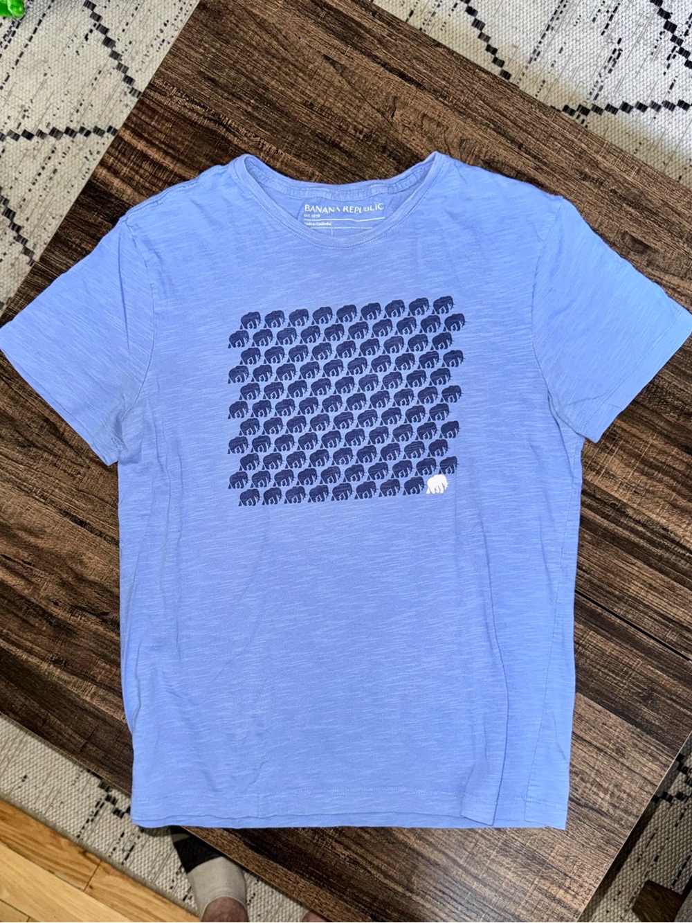 Banana Republic Light Blue Tee with Navy Elephant Graphic
